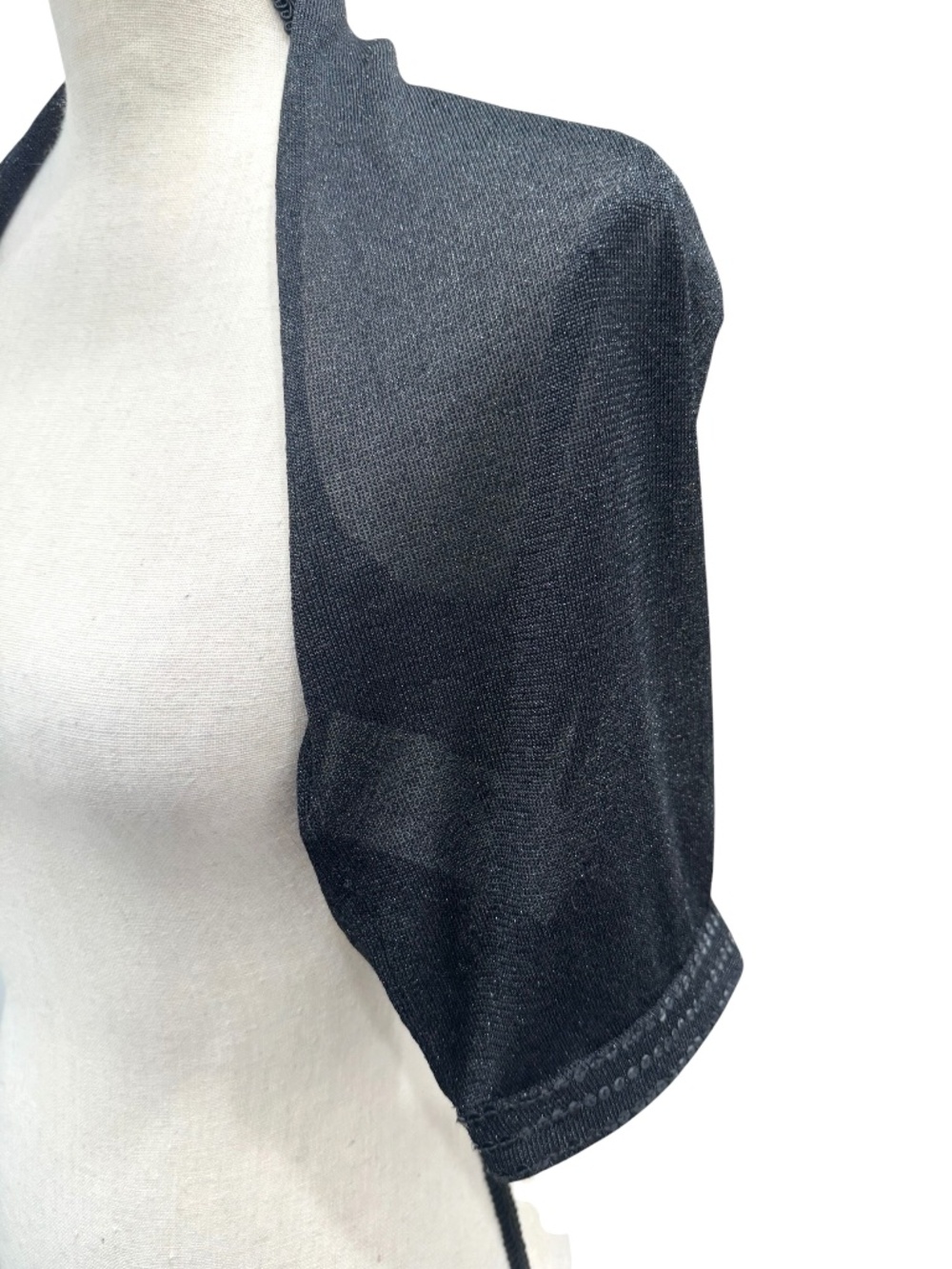 ADOLFO DOMINGUEZ BLACK METALLIC SHIMMER OPEN FRONT BOLERO SHRUG - Picture 2 of 16